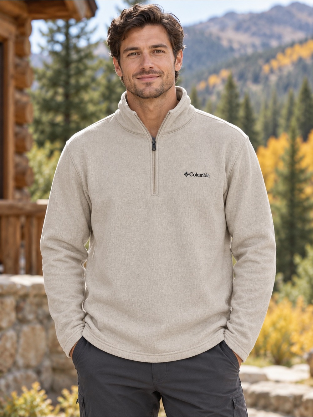 Columbia men’s quarter-zip pullover beige size L
